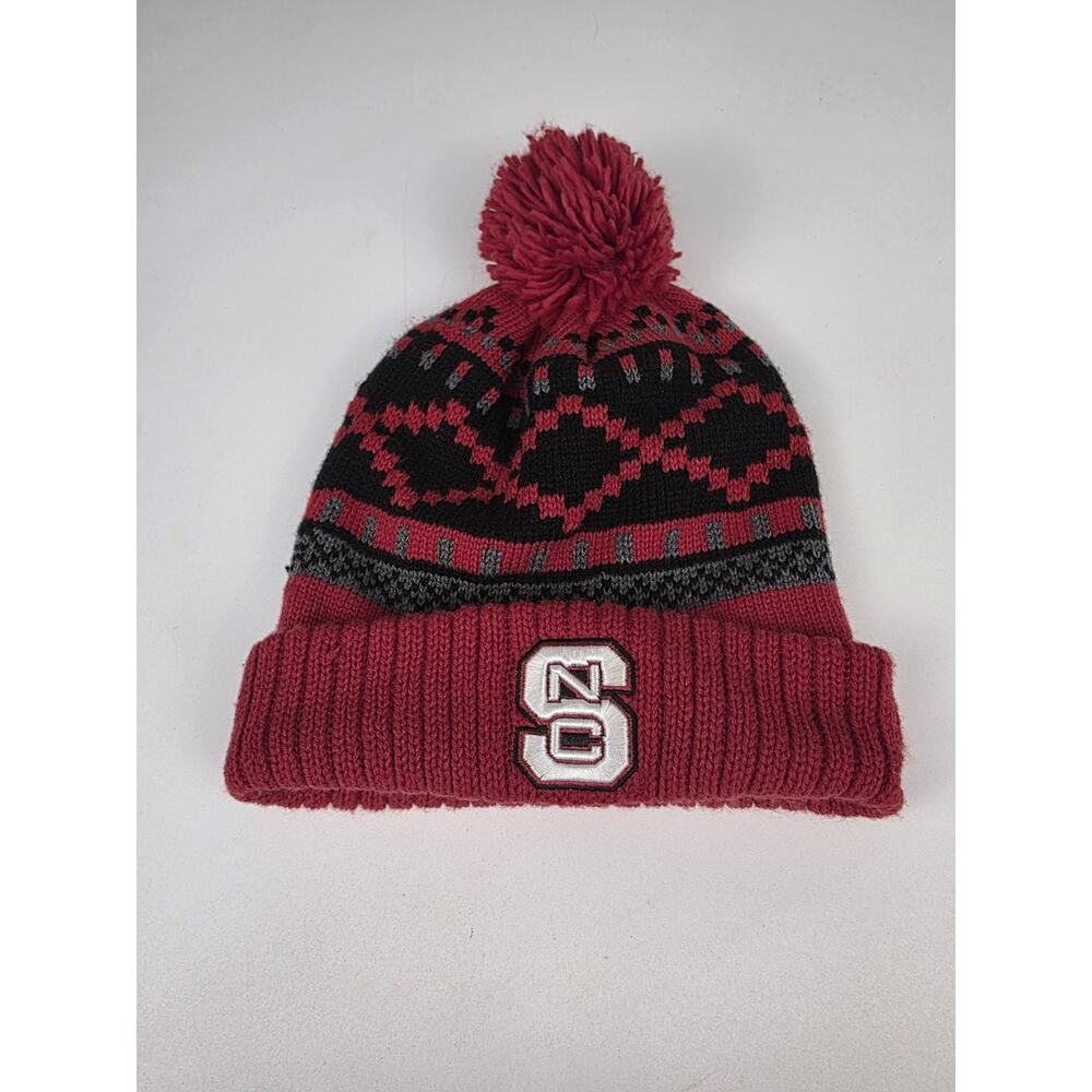 NC State Wolfpack NCAA Adidas Hat Beanie Pom Pom Cap Red Men One Size